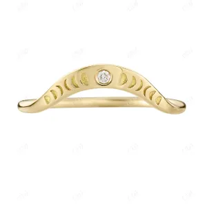 0.015ct Lab Grown Diamond Curved Moon Phase Wedding Band