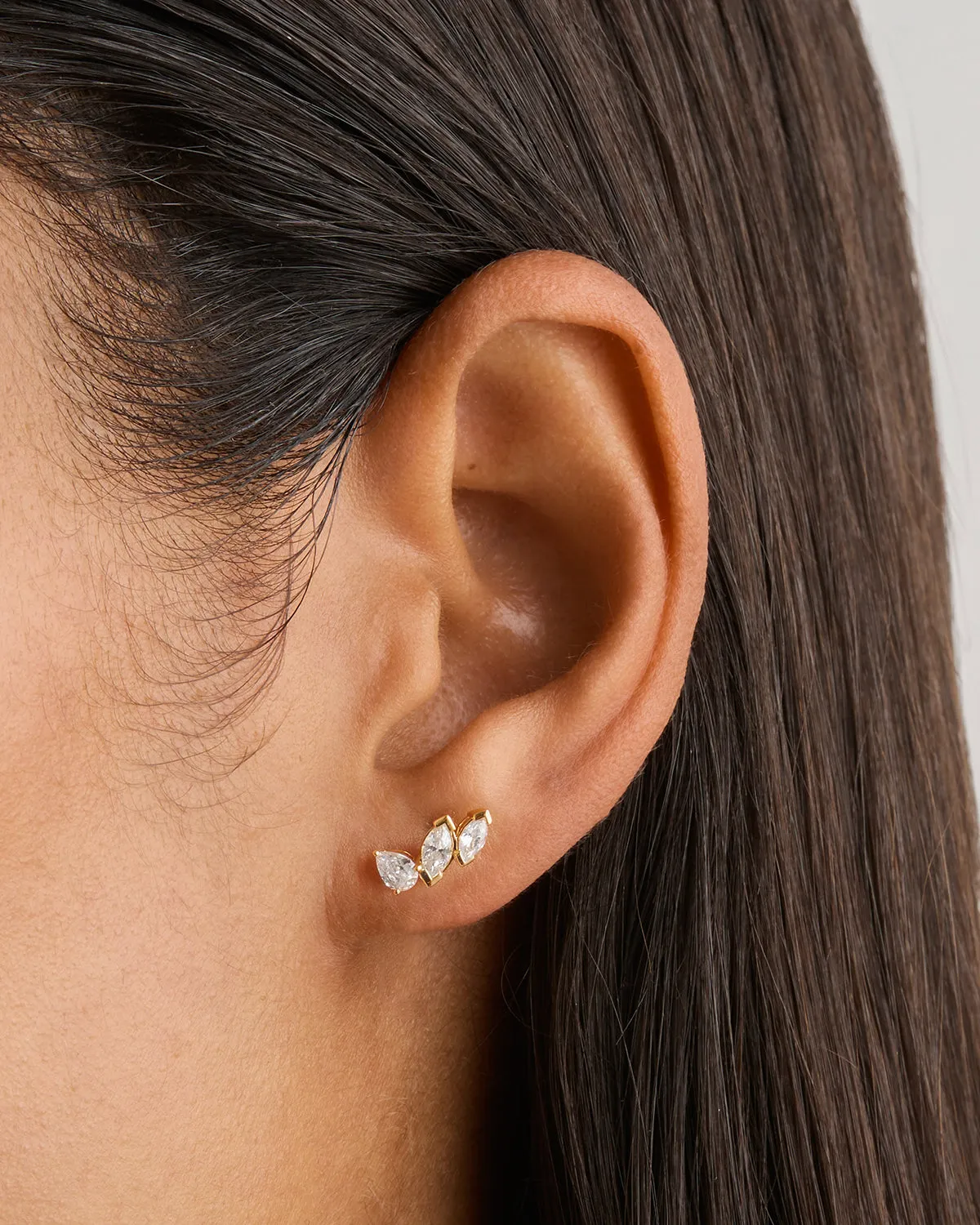 14k Solid Gold Petal by Petal Lab-Grown Diamond Earring - Right