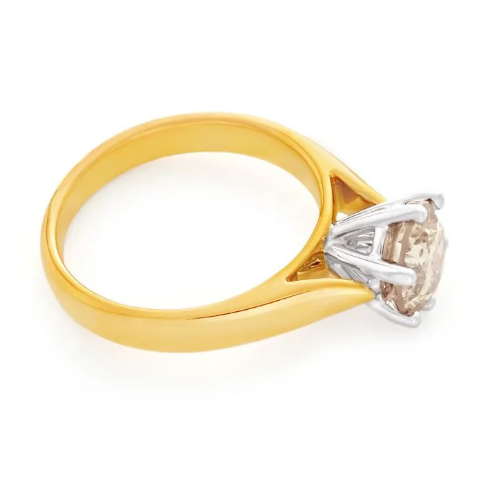 18ct Yellow Gold Solitaire Ring With 1.5 Carat Australian Diamond