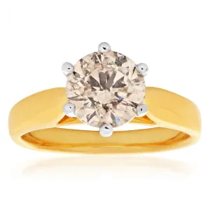 18ct Yellow Gold Solitaire Ring With 1.5 Carat Australian Diamond