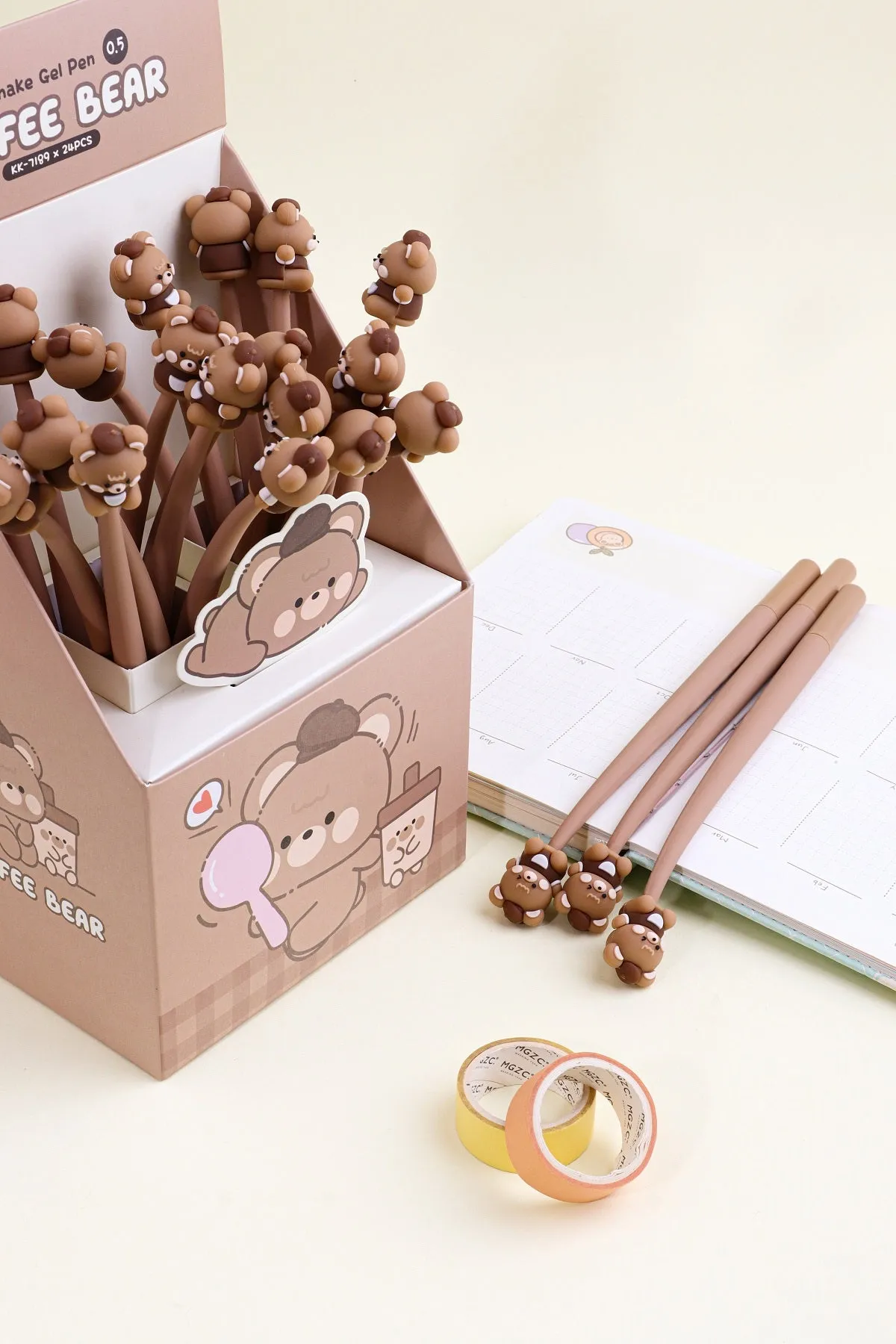 22507 COFFEE BEAR WIGGLE GEL PEN-24