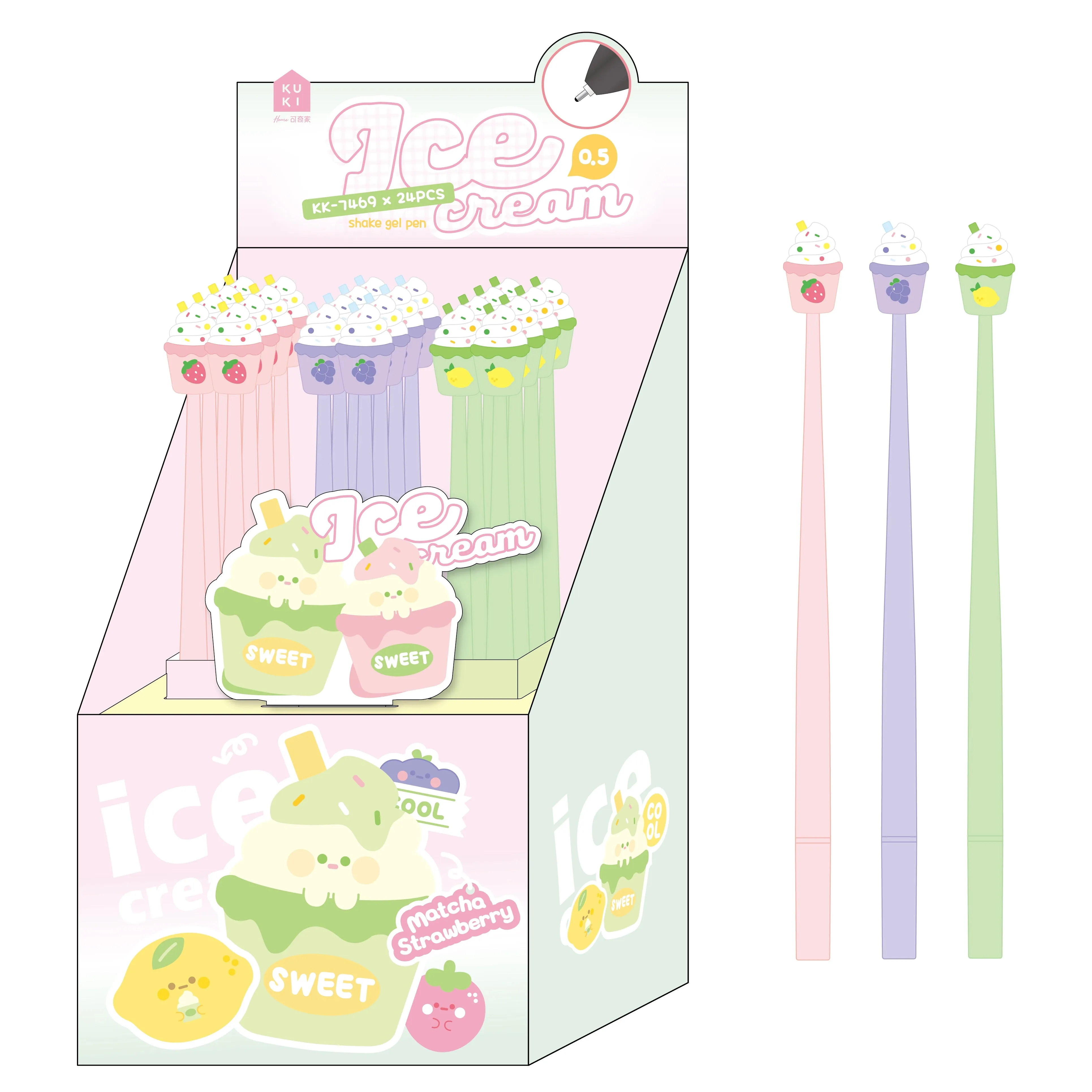 22566 ICE CREAM WIGGLE GEL PEN-24