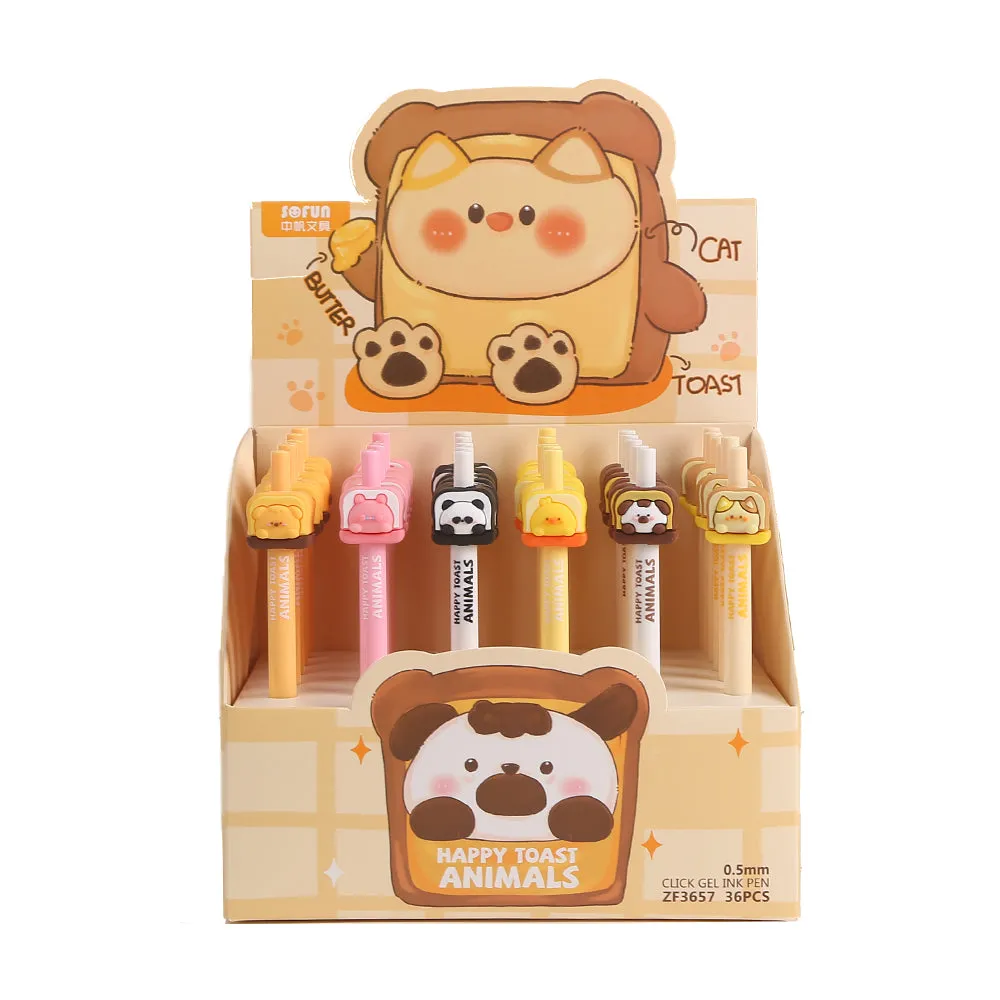 226052 HAPPY TOAST ANIIMALS RETRACTABLE GEL PEN-29