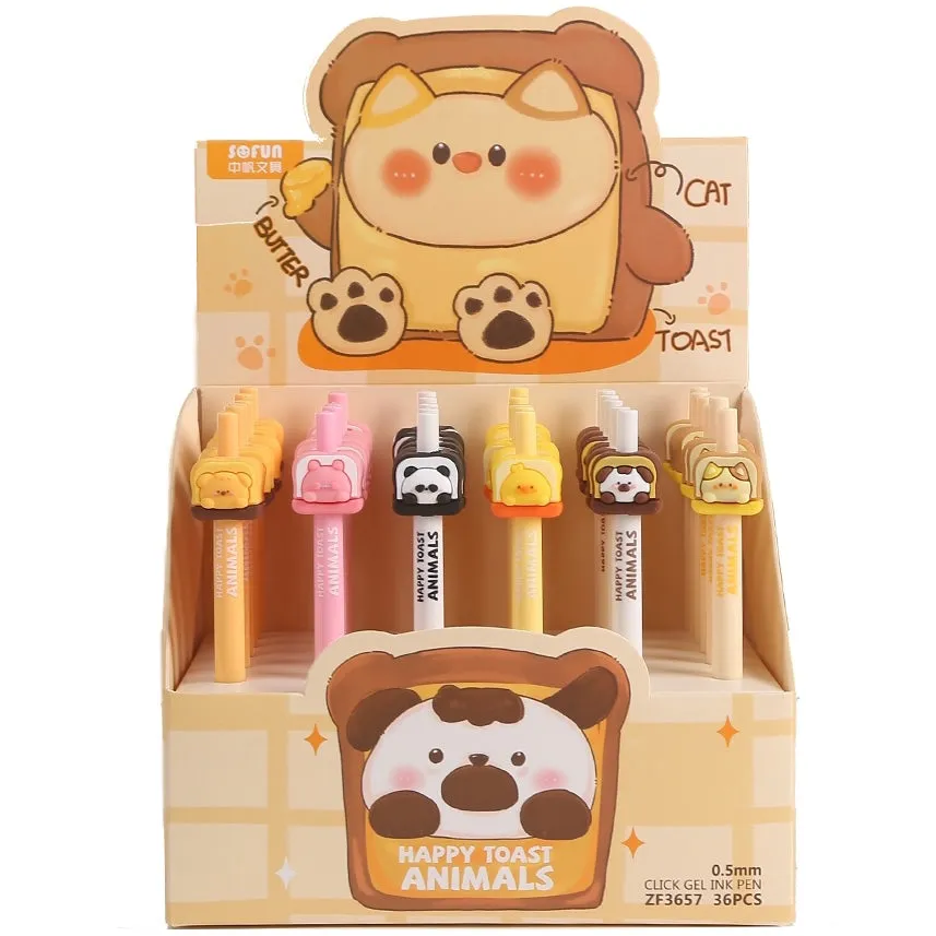 226052 HAPPY TOAST ANIIMALS RETRACTABLE GEL PEN-29