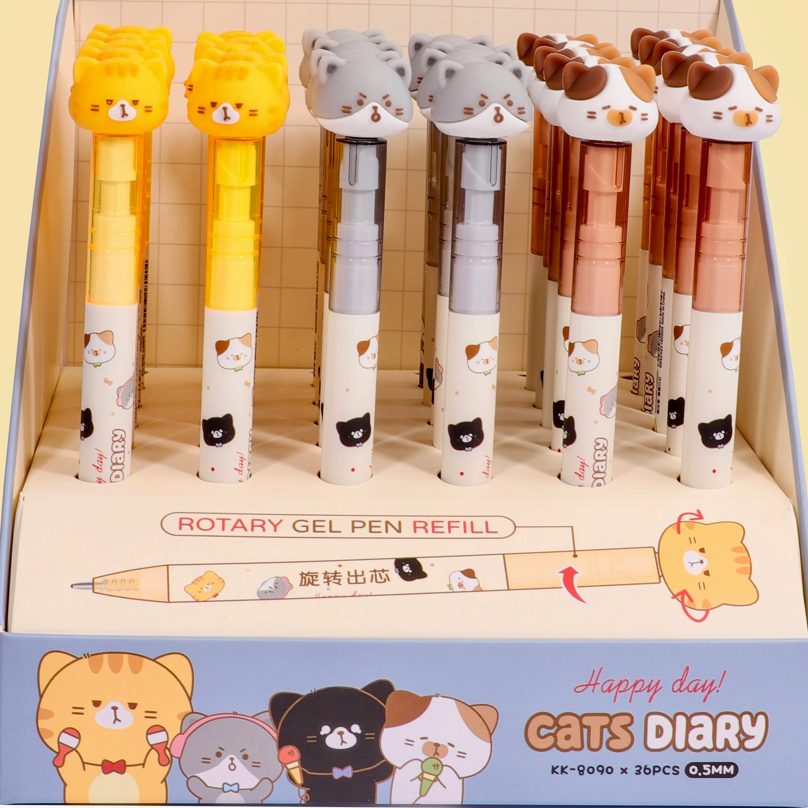 226342 CAT DIARY SPINNING GEL PEN-12