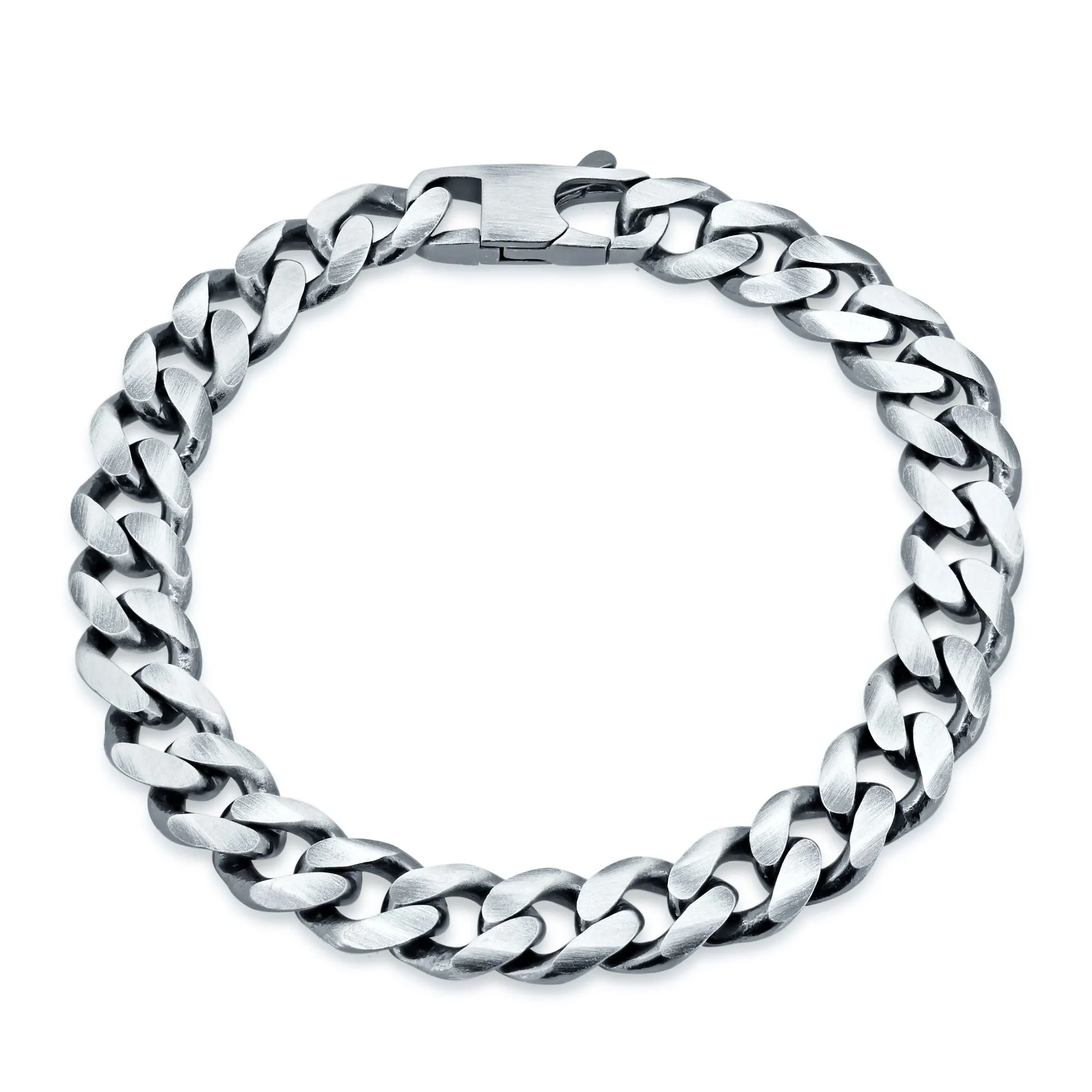 925 Sterling Gun Metal Plated Curb 9mm Bracelet - BSB0005