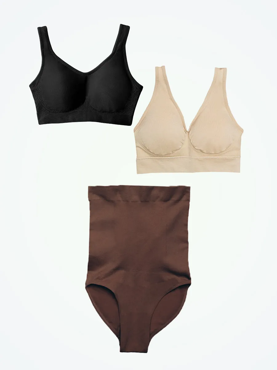 Bundle Truekind® & Shapermint Essentials - 1 Shaping Bra   1 Bralette   1 High-Waisted Shaping Panty