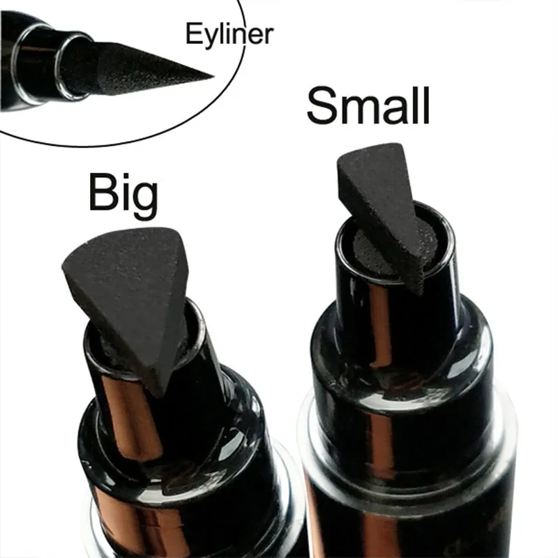 Double-Headed Seal Black Eyeliner Triangle Seal Eyeliner 2-in-1 Waterproof Eyes Make kit with Eyeliner Pen Eyeliner Stamp TSLM1