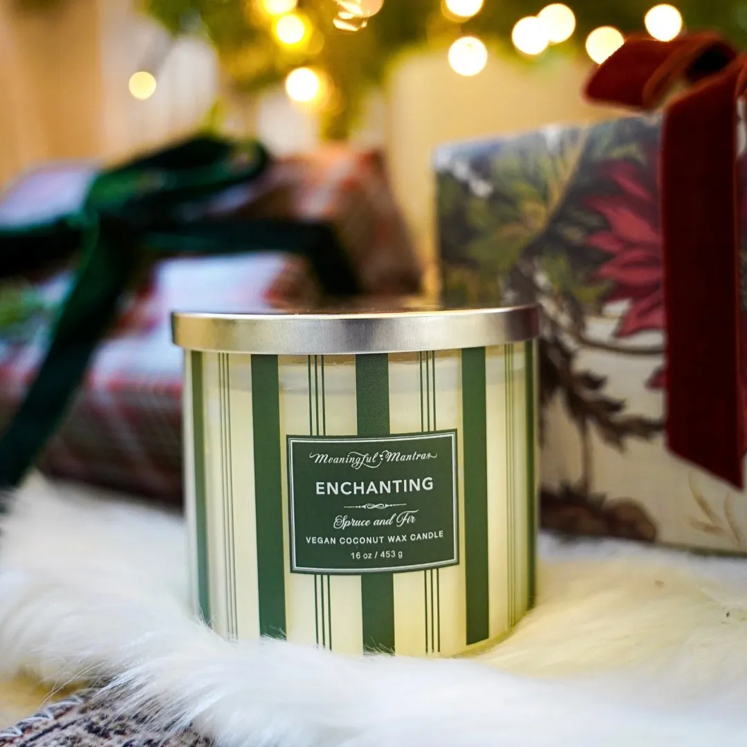 Festive 3-Wick Spruce & Fir 16oz Candle