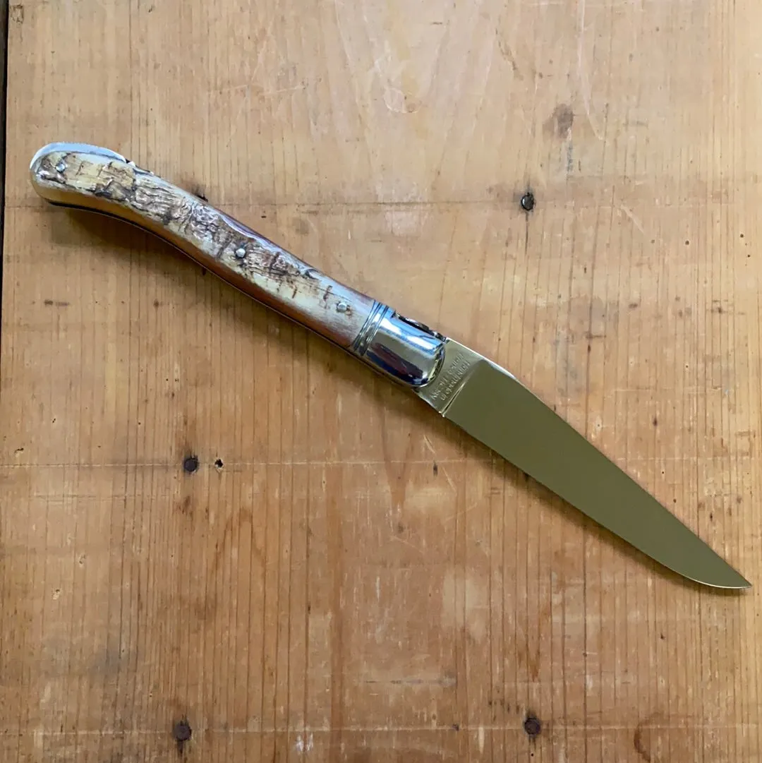 Fontenille Pataud Laguiole Nature 12cm Drop Point Stainless Lockback Ram Horn Handle