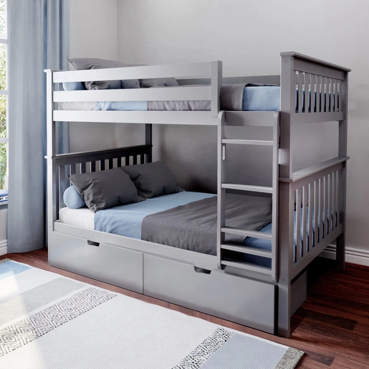 Full Over Full Bunk Bed With Storage Drawers