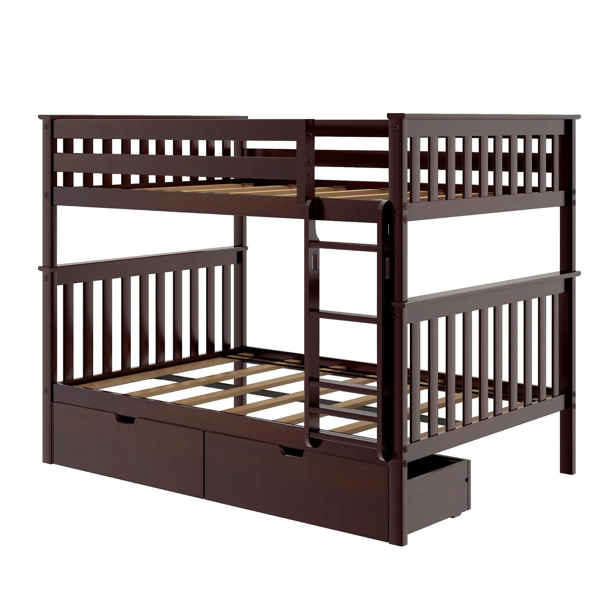 Full Over Full Bunk Bed With Storage Drawers