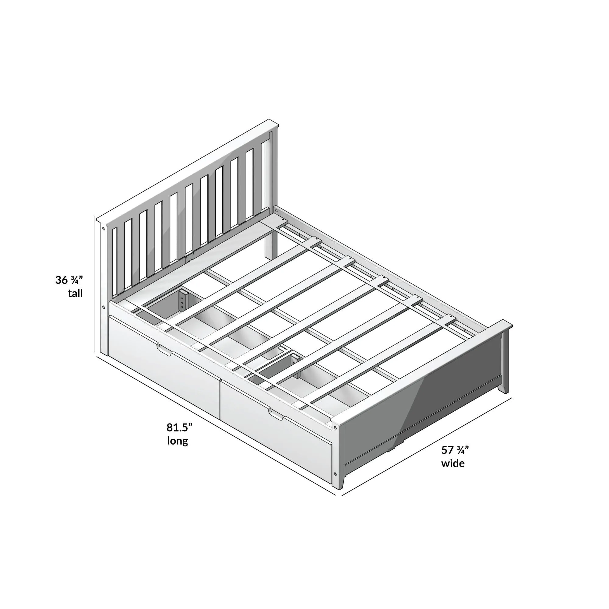 Full Slatted Bed With Storage Drawers