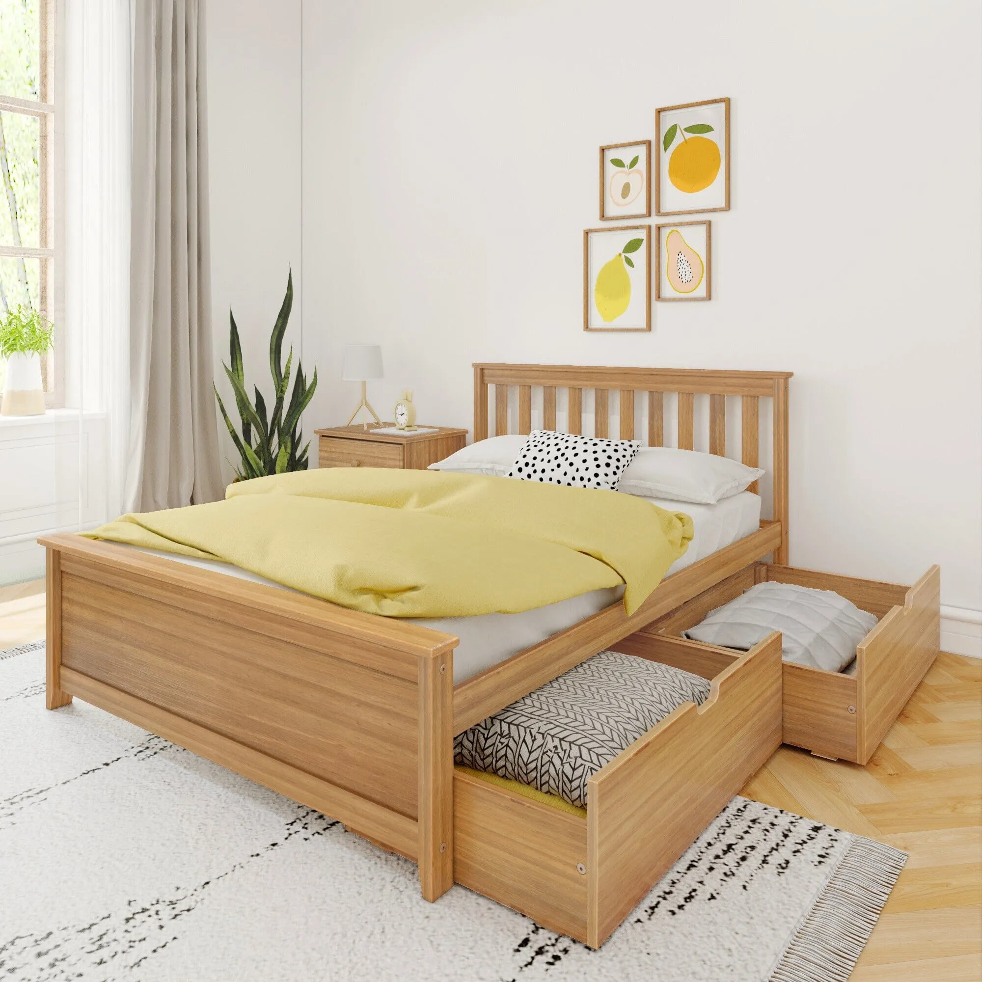 Full Slatted Bed With Storage Drawers