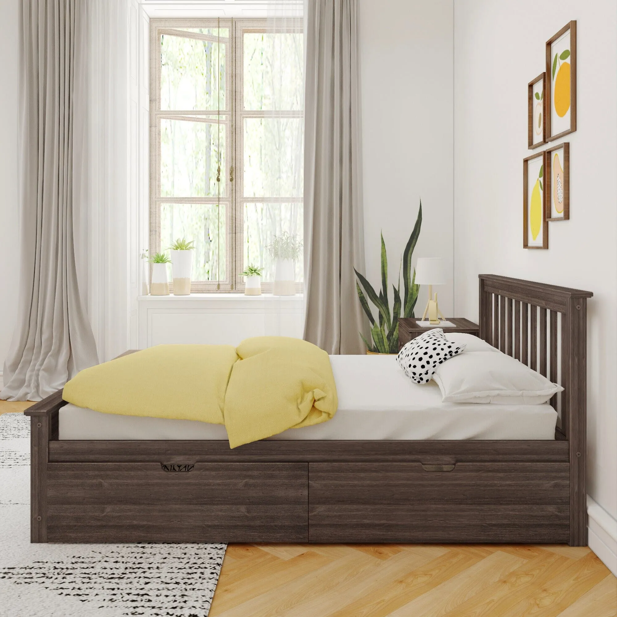 Full Slatted Bed With Storage Drawers