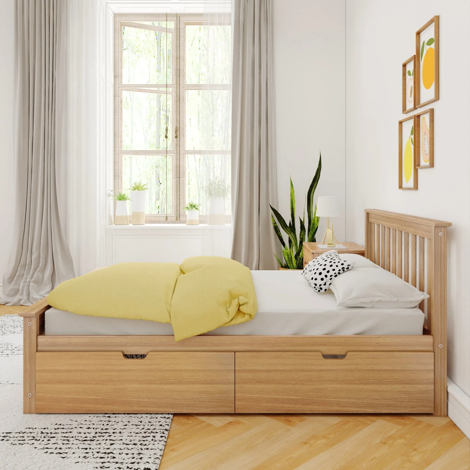 Full Slatted Bed With Storage Drawers