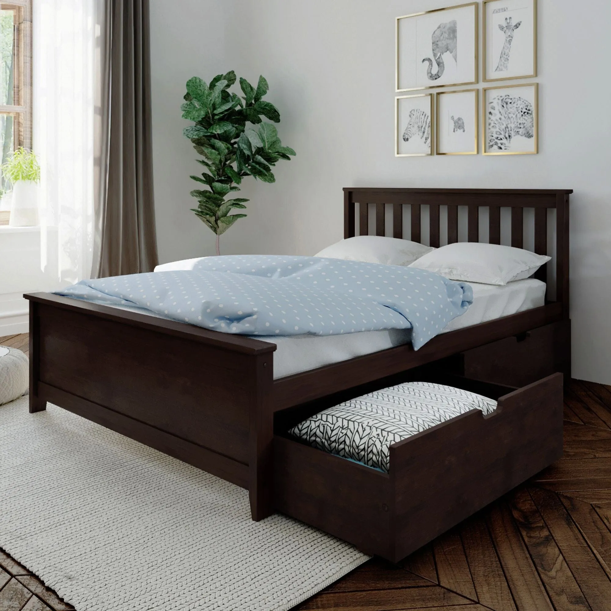 Full Slatted Bed With Storage Drawers