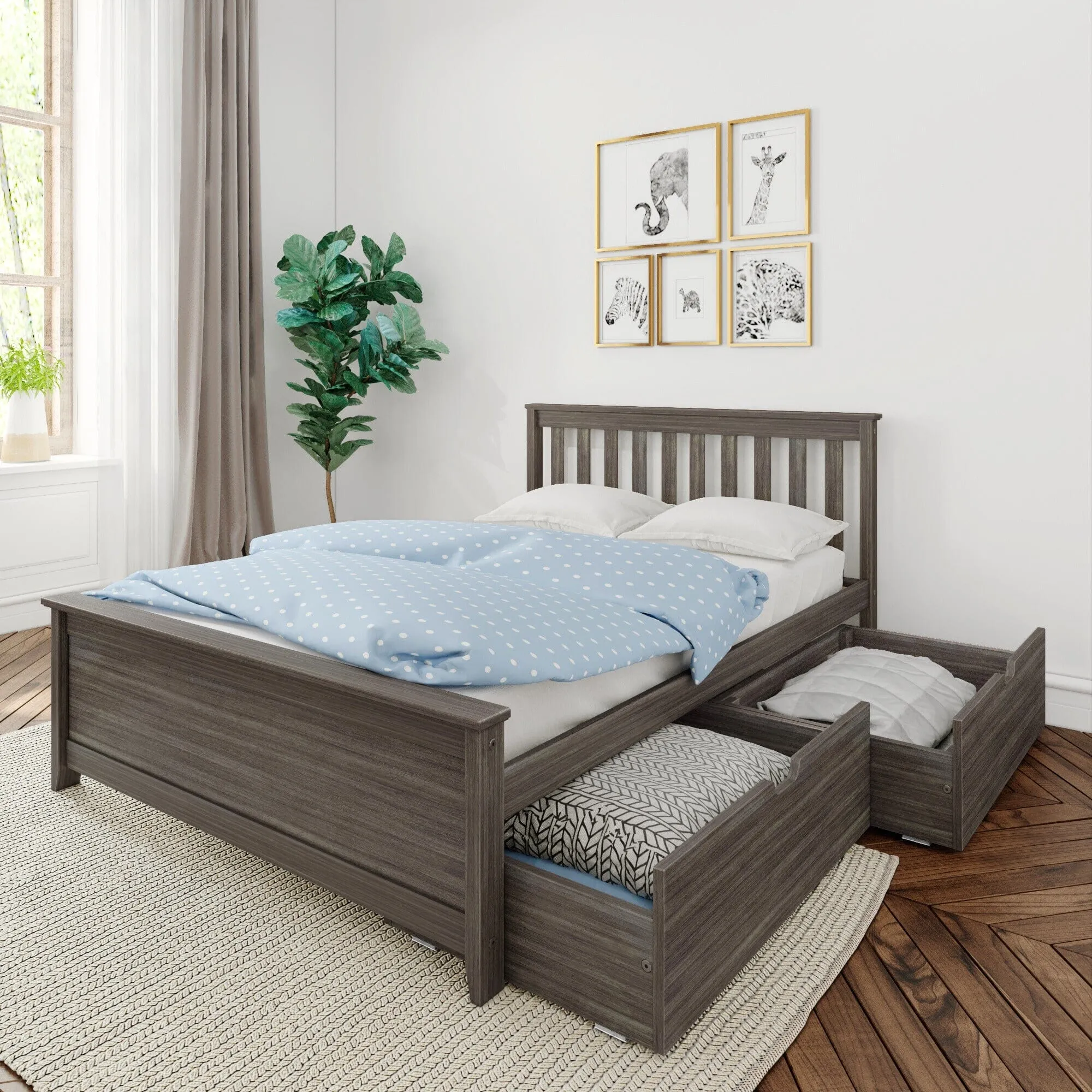 Full Slatted Bed With Storage Drawers