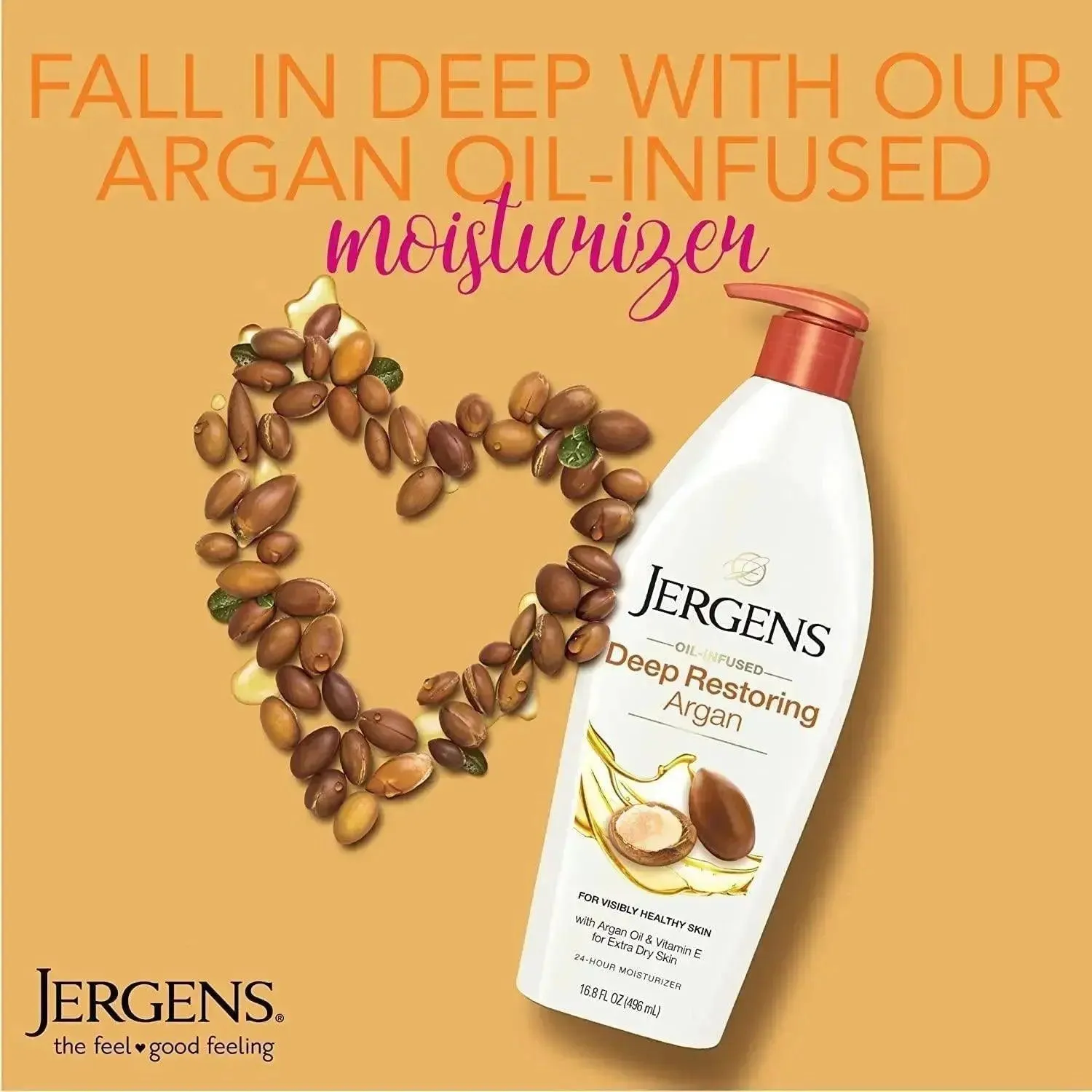 Jergens Deep Restoring Argan Oil Moisturizer, Soothing Body 16.8 oz