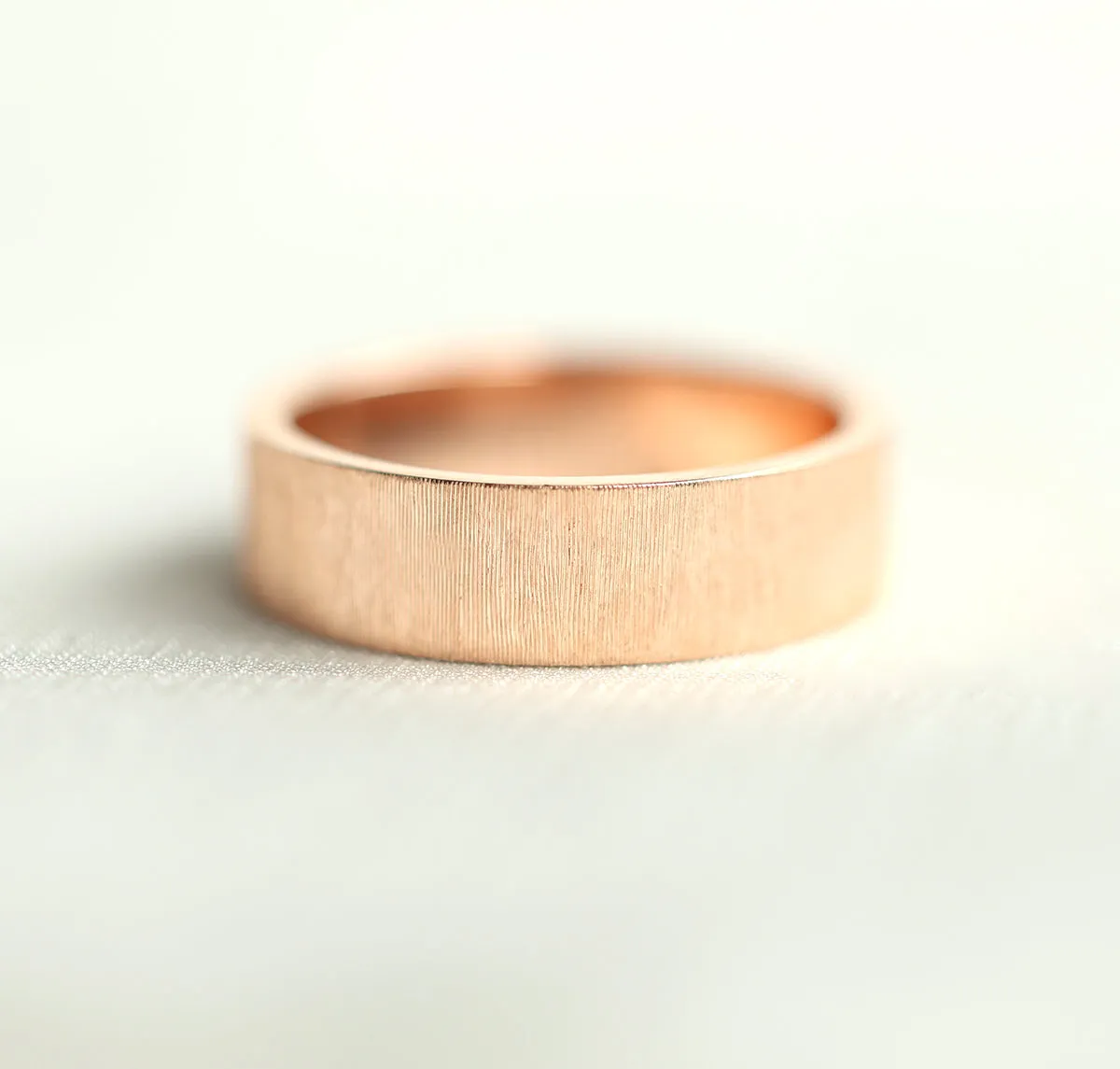 June Brushed 4Mm Gold Wedding Band, Florentine Rigato Finish