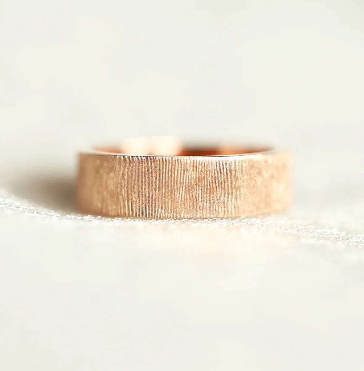 June Brushed 4Mm Gold Wedding Band, Florentine Rigato Finish