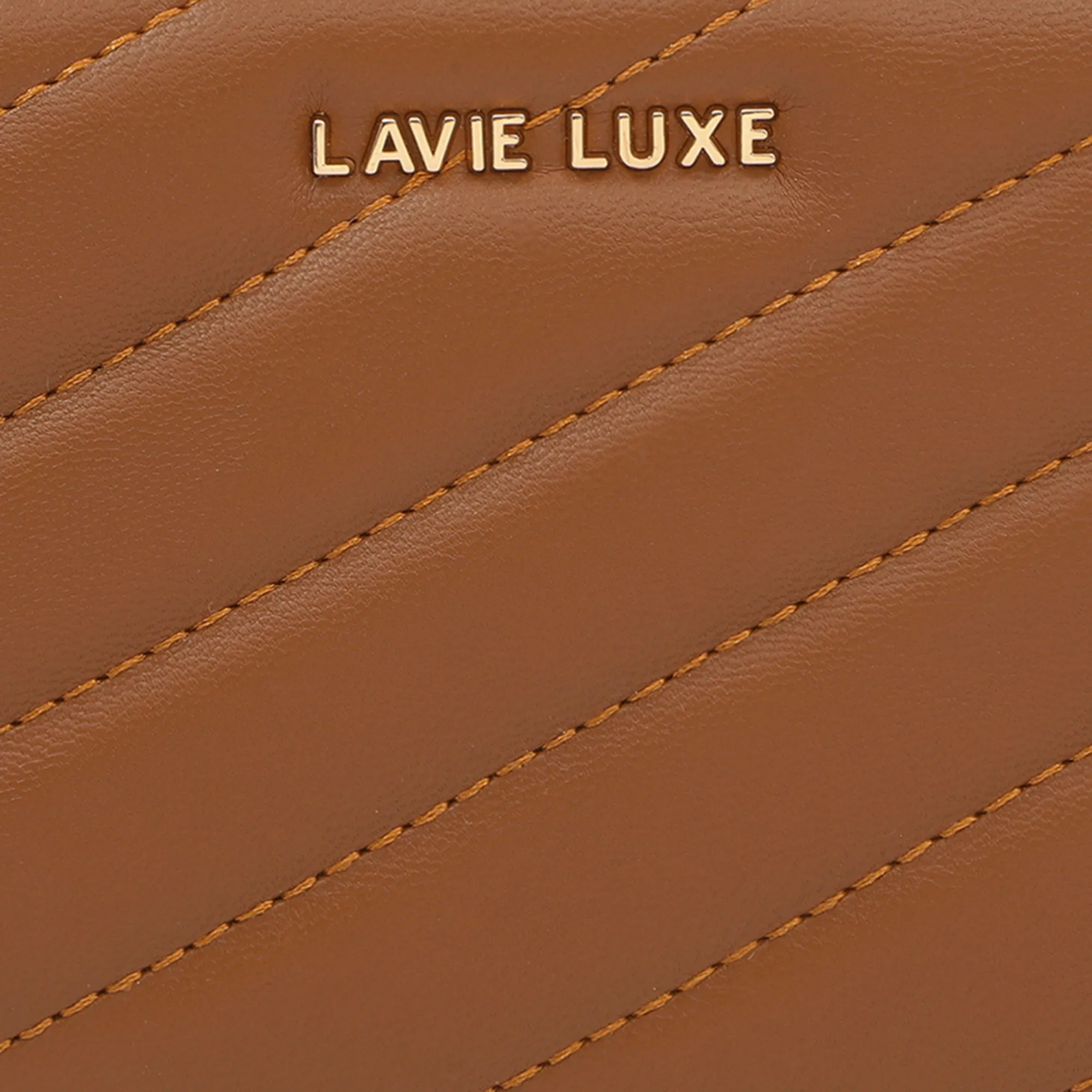 Lavie Luxe Diagonal Tan Small Women's Flap Wallet