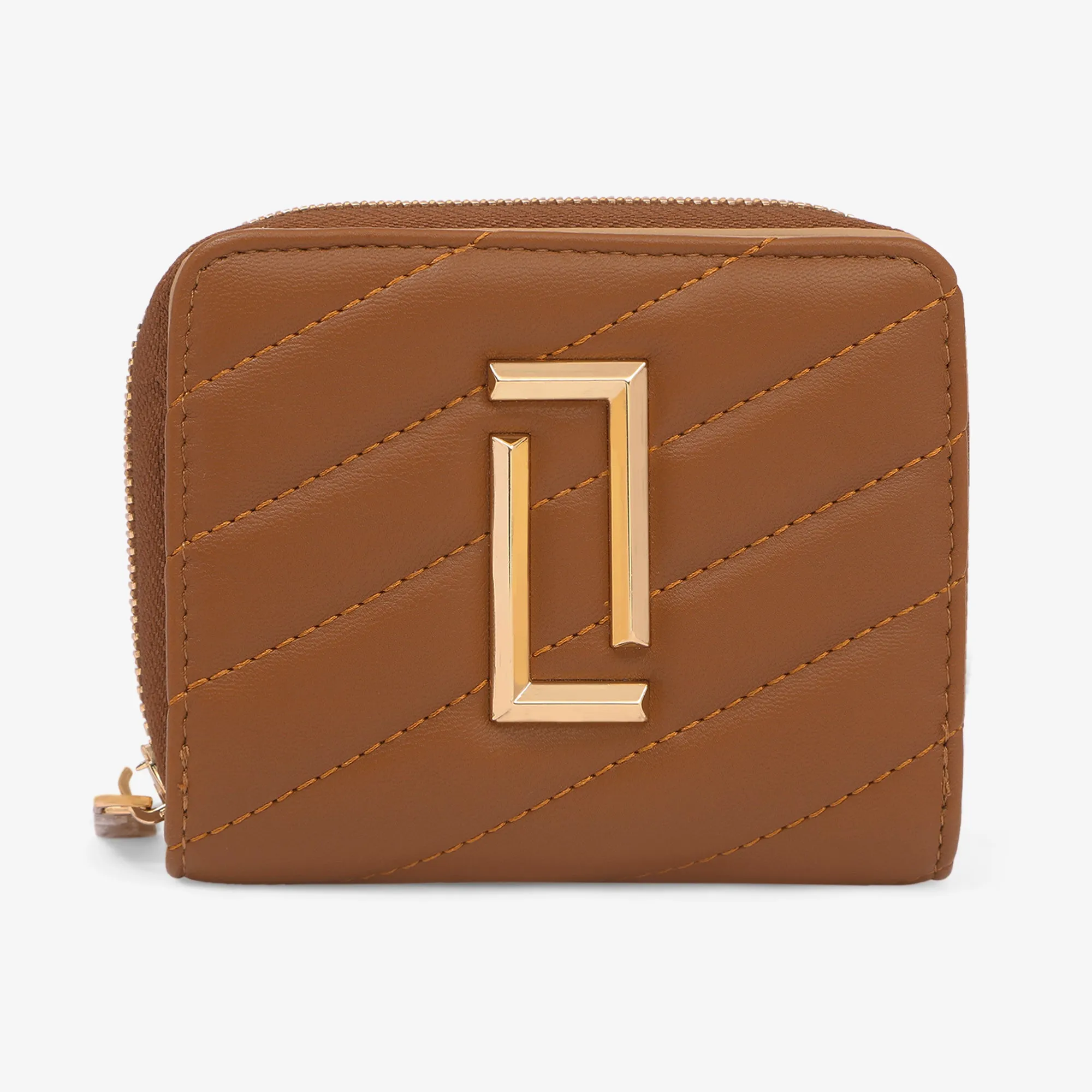 Lavie Luxe Diagonal Tan Small Women's Flap Wallet