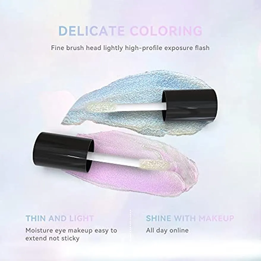 Liquid Glitter Eyeshadow, Korean Eye Glitter Makeup, Long Lasting & Highly Pigmented & Quick-Drying, Shimmer Sparkle Bling Metallic Liquid Glitter Eyeliner Glue Eye shadow Make Up, Sombras de Ojos