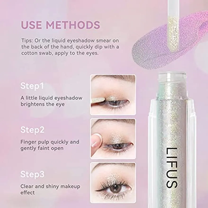 Liquid Glitter Eyeshadow, Korean Eye Glitter Makeup, Long Lasting & Highly Pigmented & Quick-Drying, Shimmer Sparkle Bling Metallic Liquid Glitter Eyeliner Glue Eye shadow Make Up, Sombras de Ojos