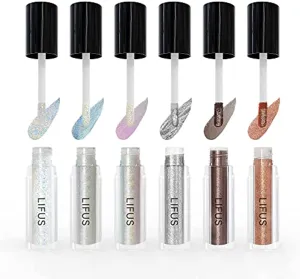 Liquid Glitter Eyeshadow, Korean Eye Glitter Makeup, Long Lasting & Highly Pigmented & Quick-Drying, Shimmer Sparkle Bling Metallic Liquid Glitter Eyeliner Glue Eye shadow Make Up, Sombras de Ojos