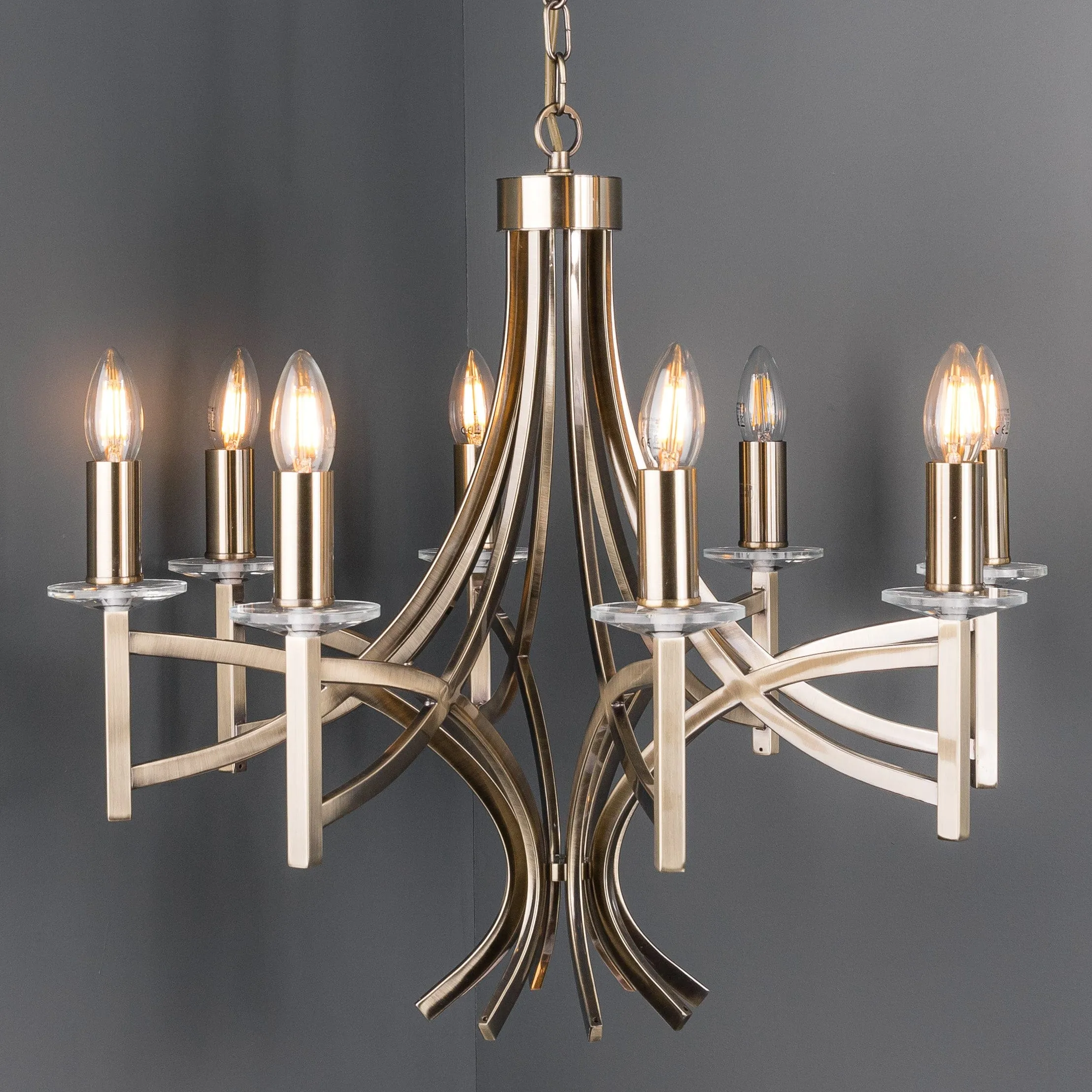 Madrid 8 Light Antique Brass Pendant