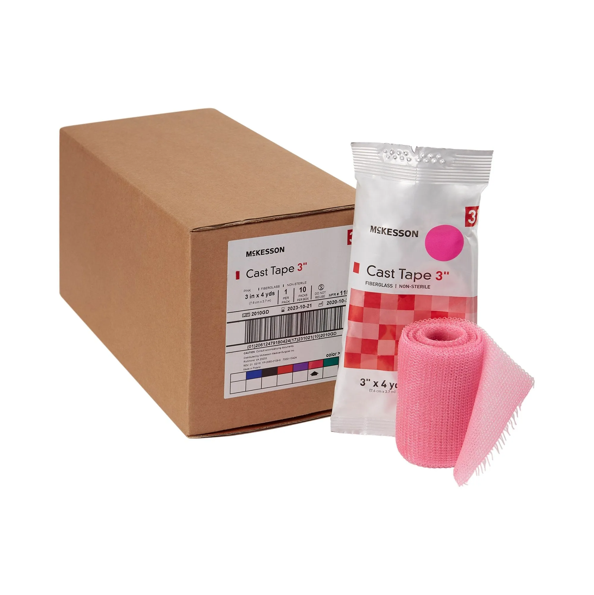 McKesson Pink Cast Tape, 3 Inch x 4 Yard