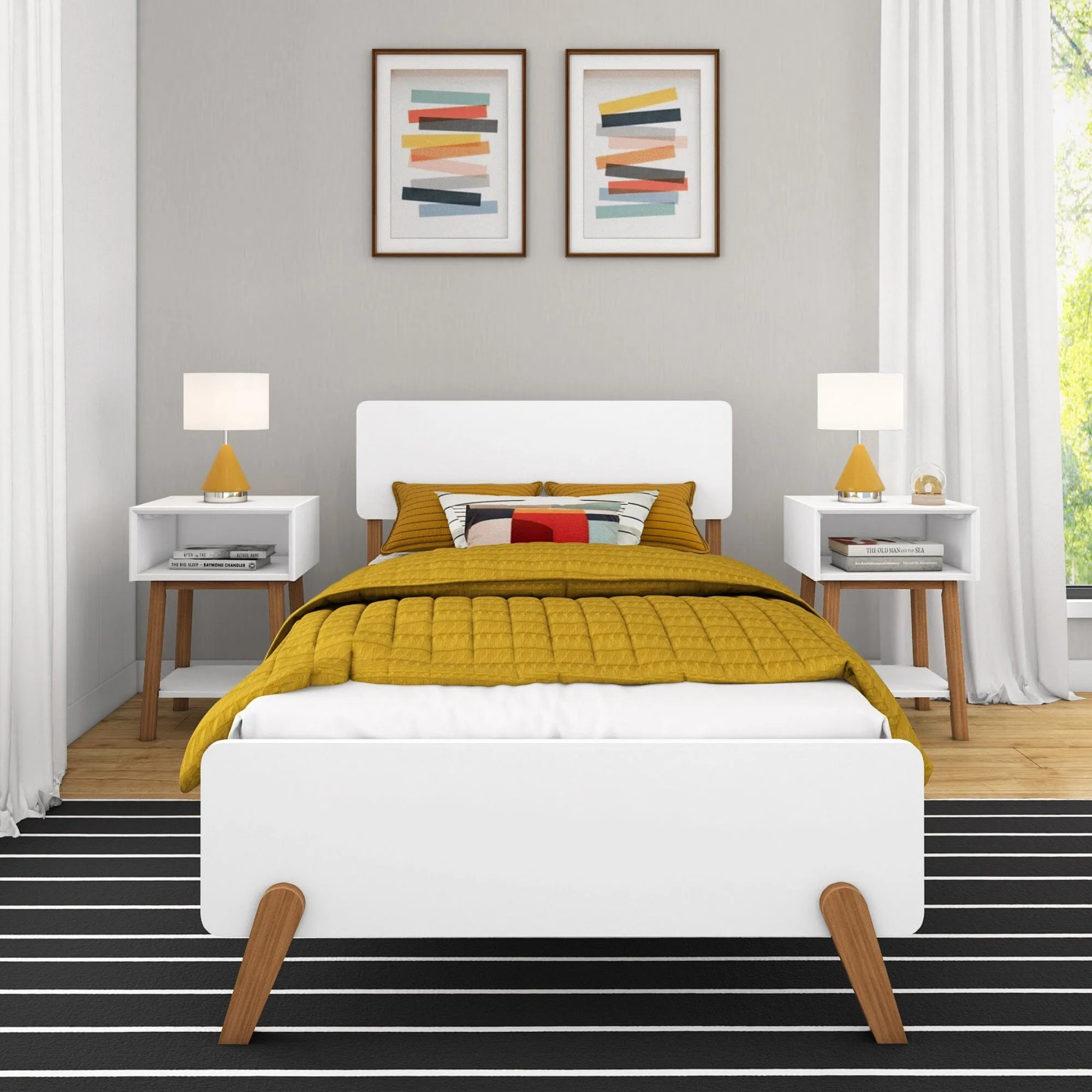 Mid-Century Modern Twin Bed