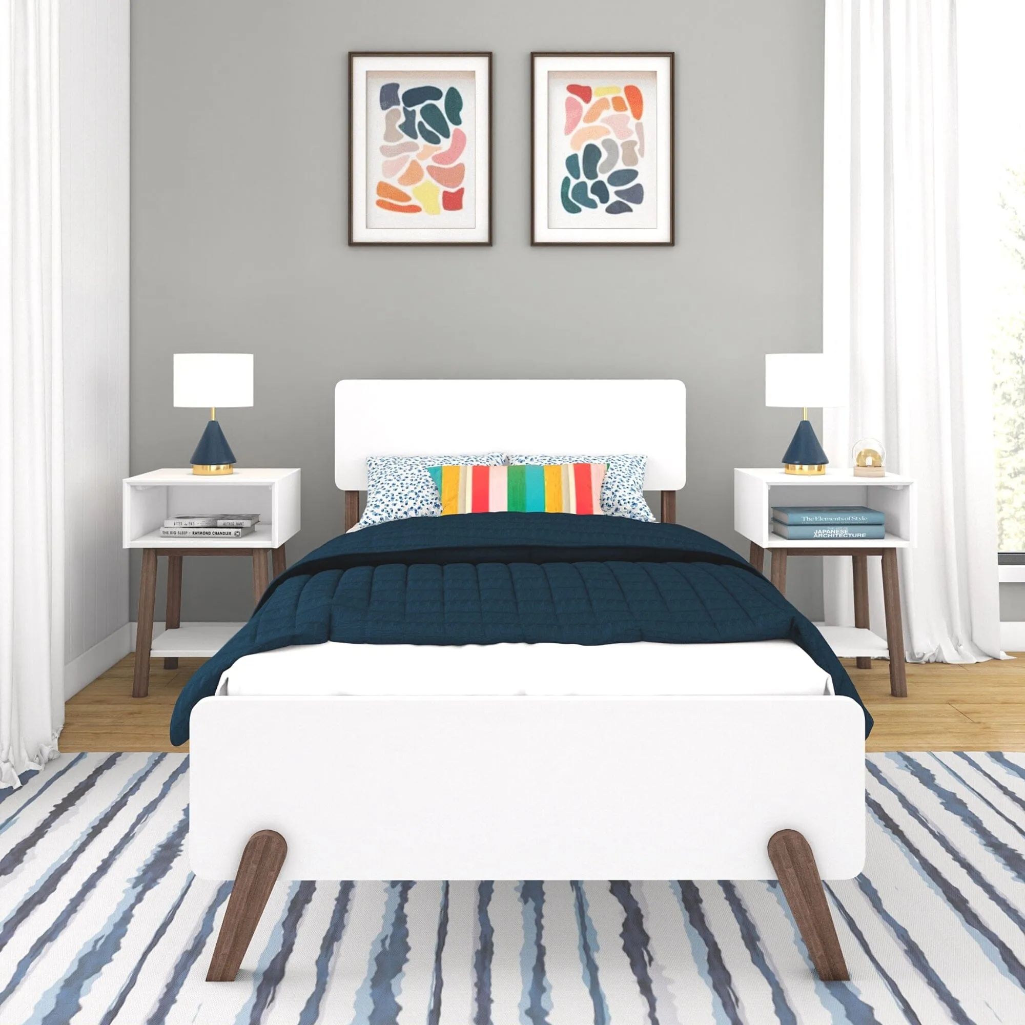 Mid-Century Modern Twin Bed