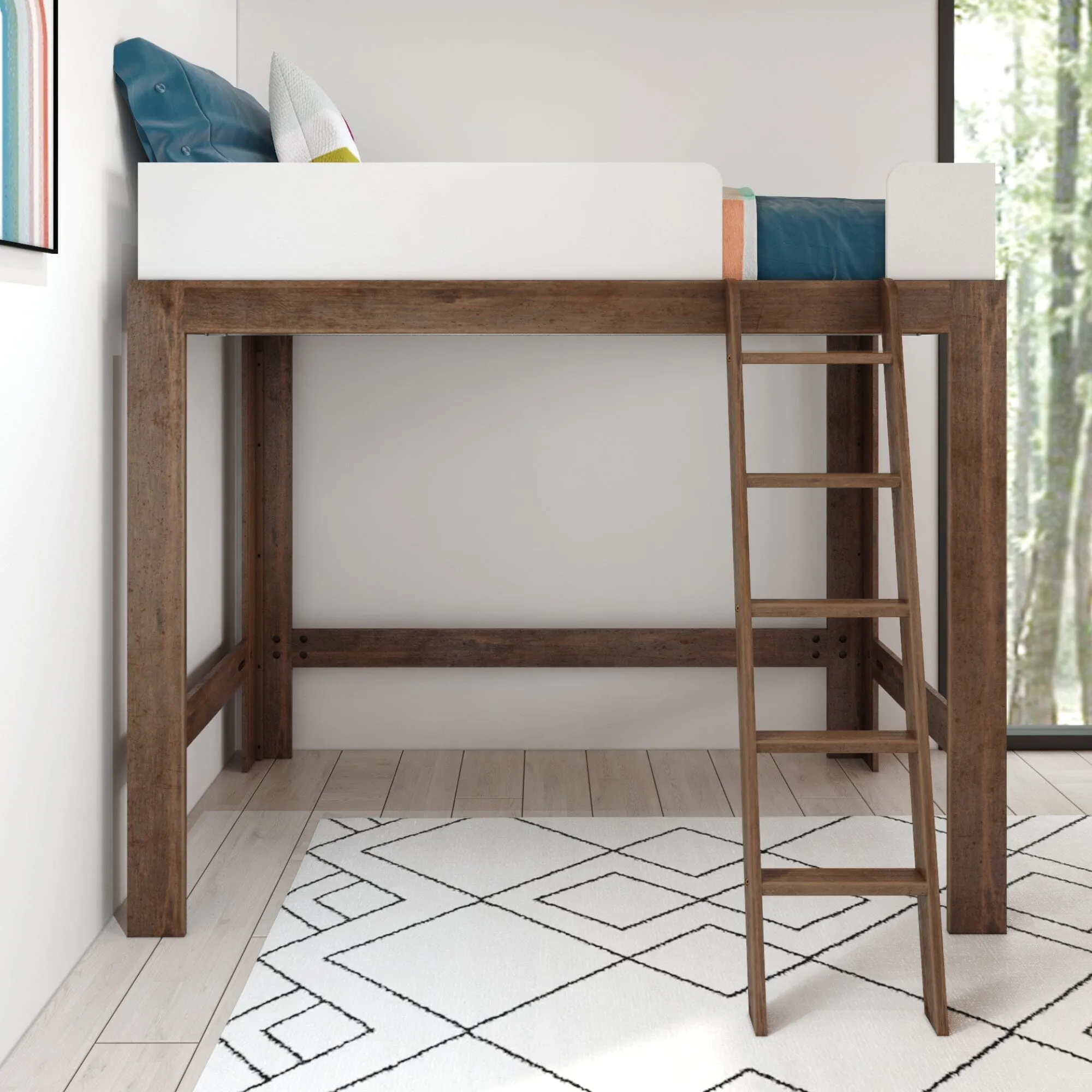 Mid-Century Modern Twin Loft Bed