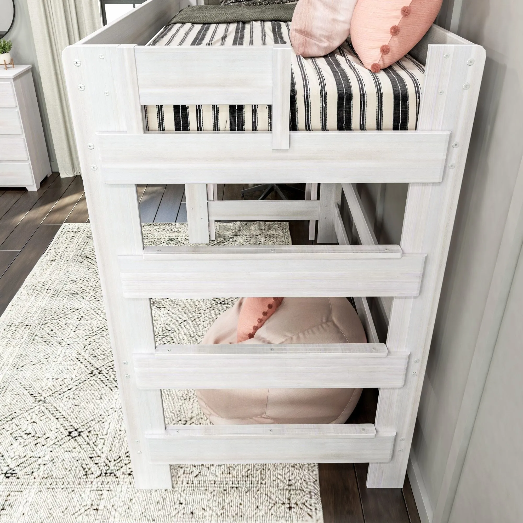 Modern Farmhouse Twin Loft Bed With Desk