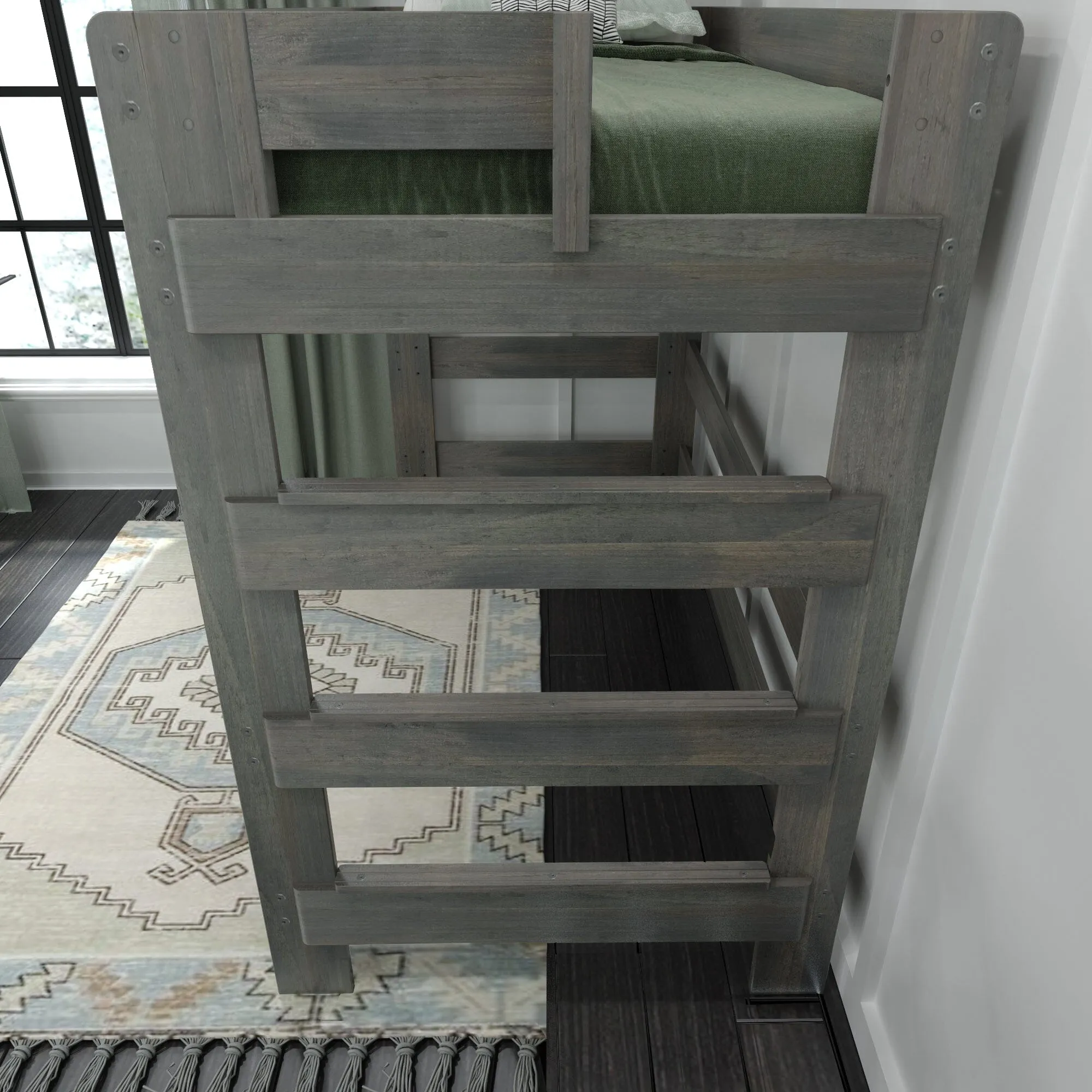 Modern Farmhouse Twin Loft Bed With Desk