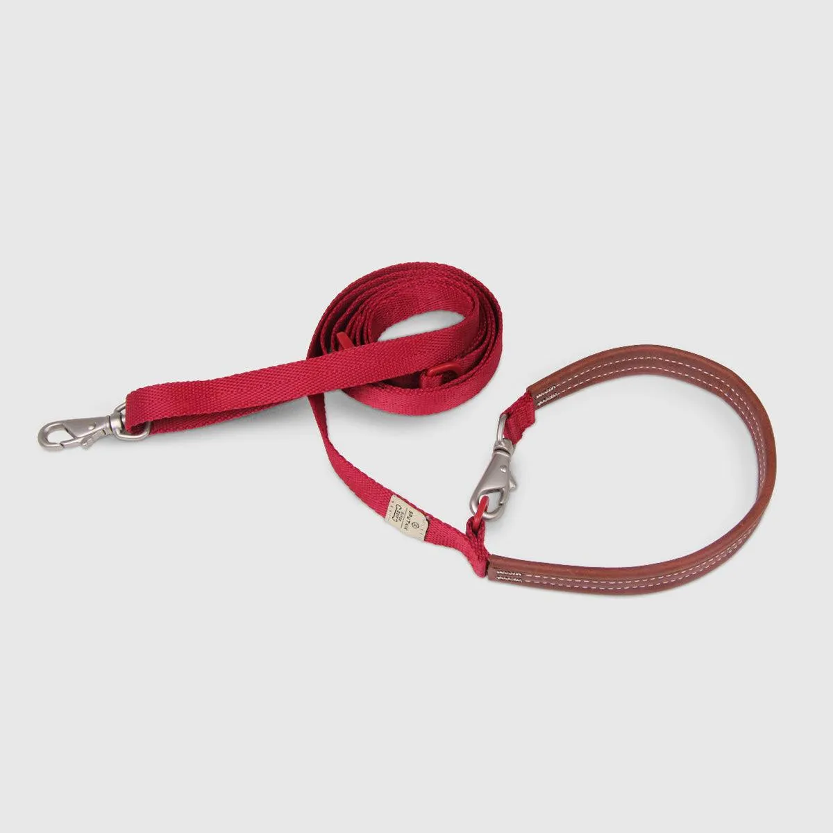 Multi-Function Leash with Leather Red