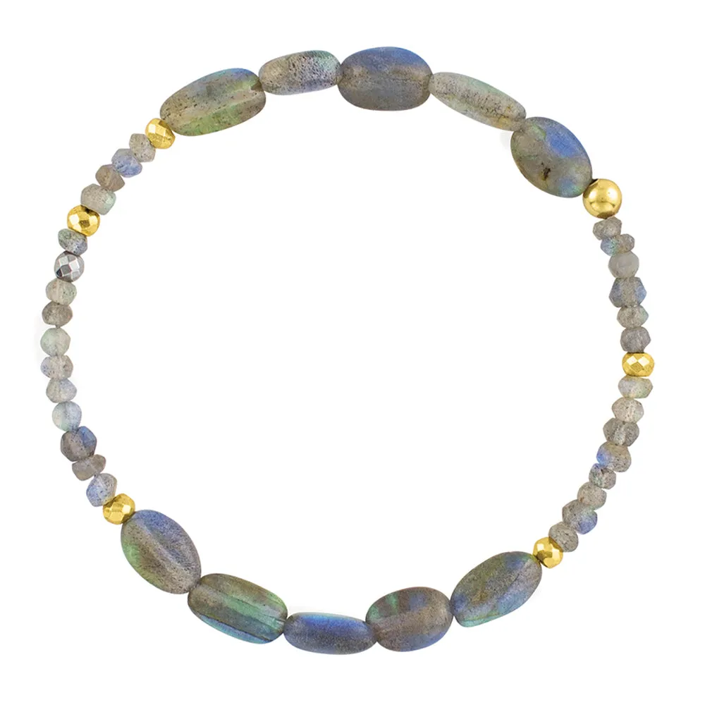 Pyrite's Booty Bracelet in Smooth Oval Labradorite & 3.5mm Labradorite