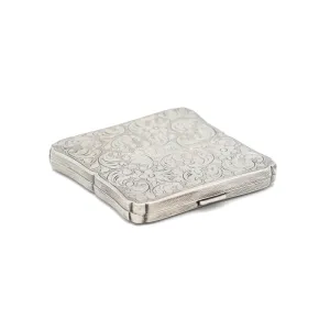 Vintage Sterling Silver Floral Engraved Powder Case Compact