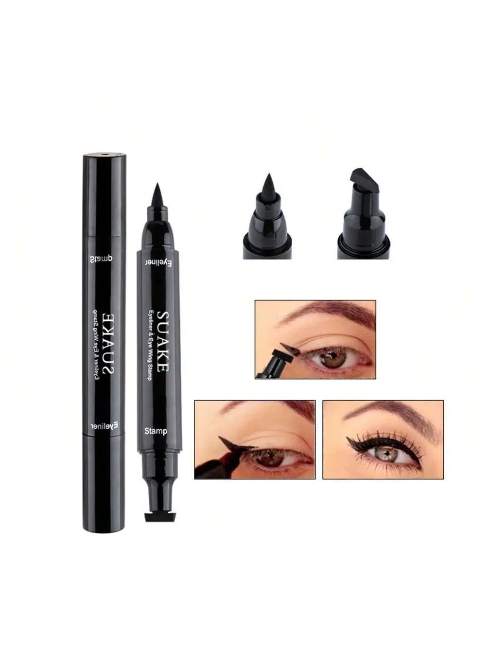 Waterproof Double-Sided Eyeliner Pen Triangle Seal Black Quick-Drying Liquid Eyeliner