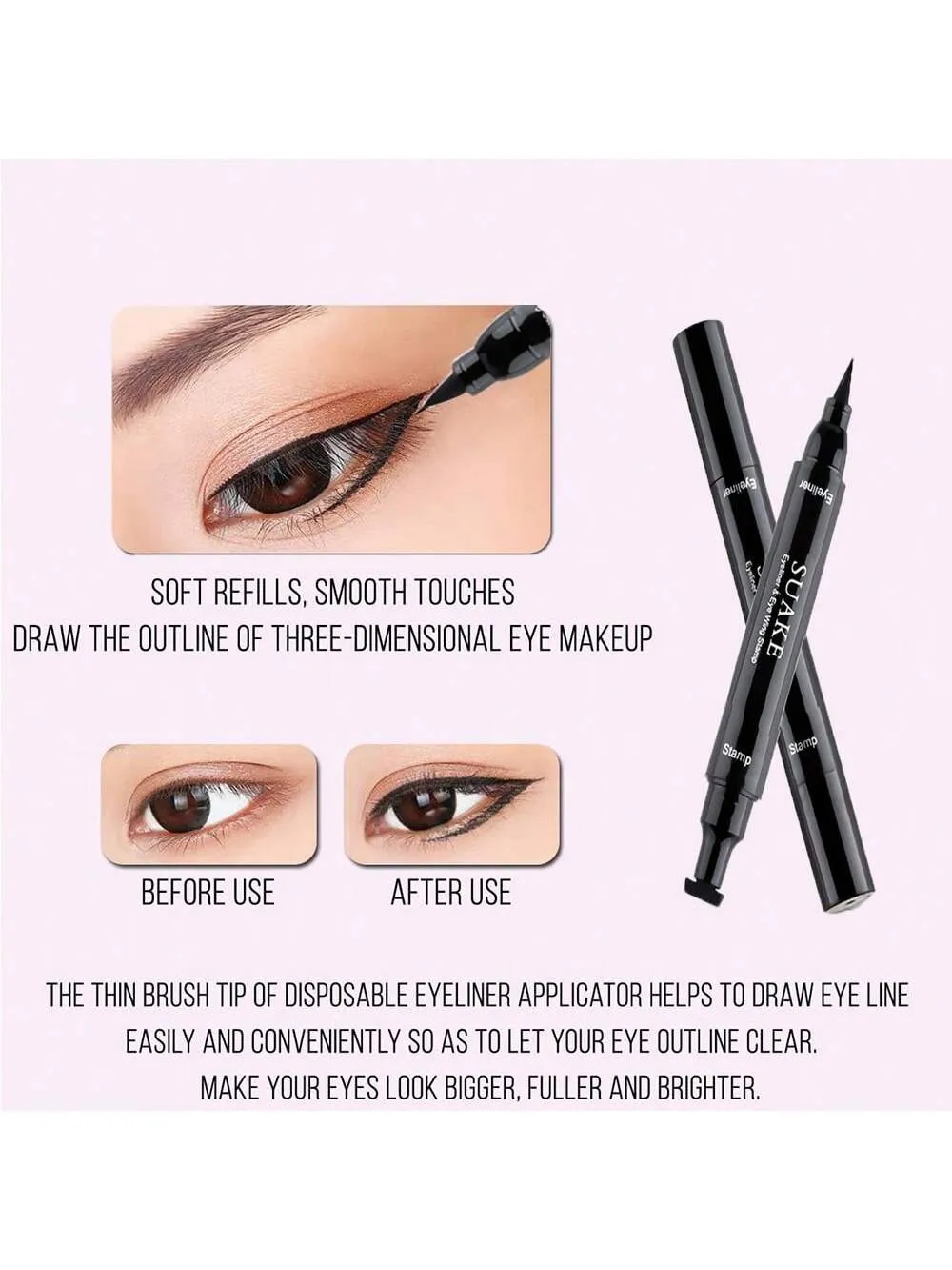 Waterproof Double-Sided Eyeliner Pen Triangle Seal Black Quick-Drying Liquid Eyeliner