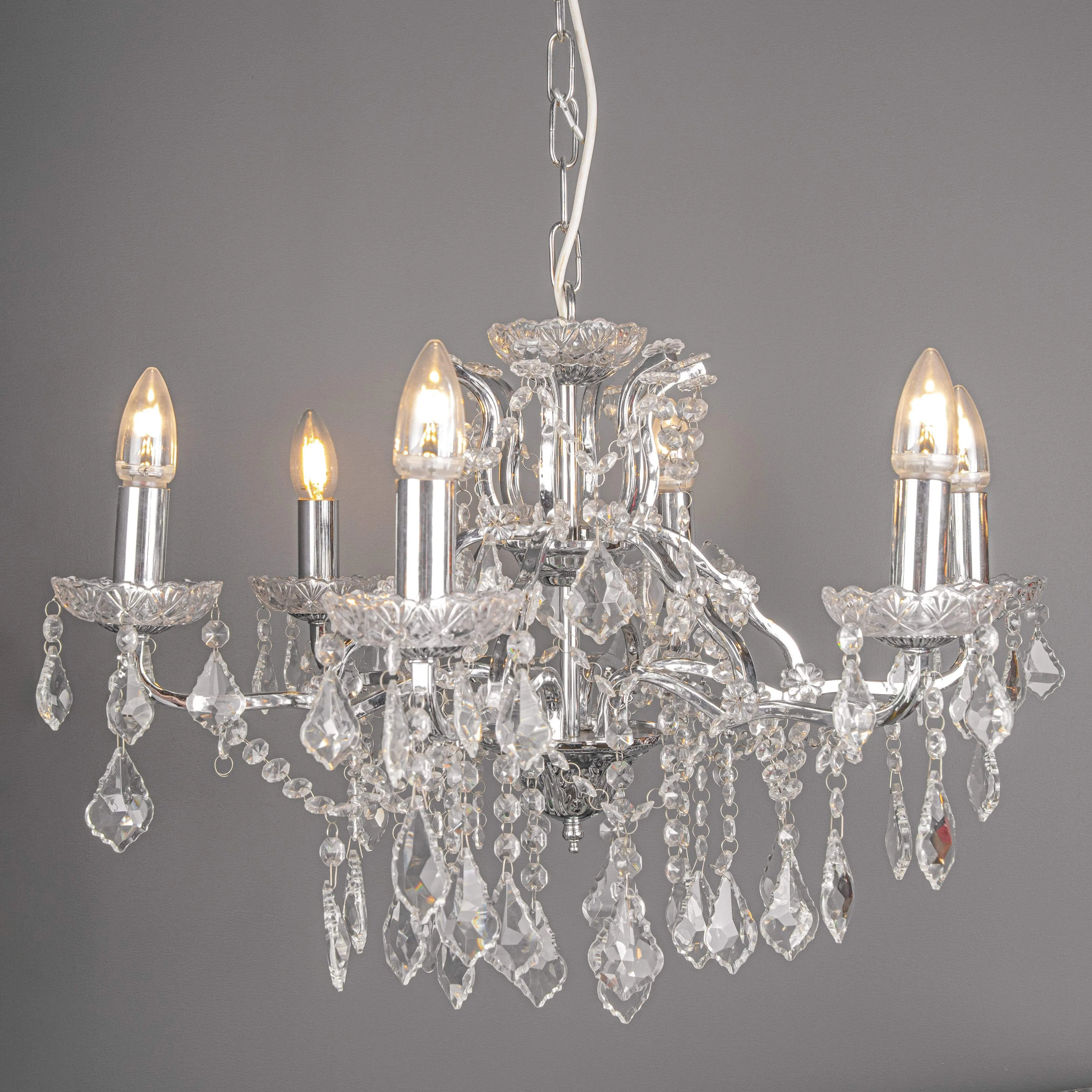 William Francis 6 Light Chrome Shallow Chandelier Ceiling Light