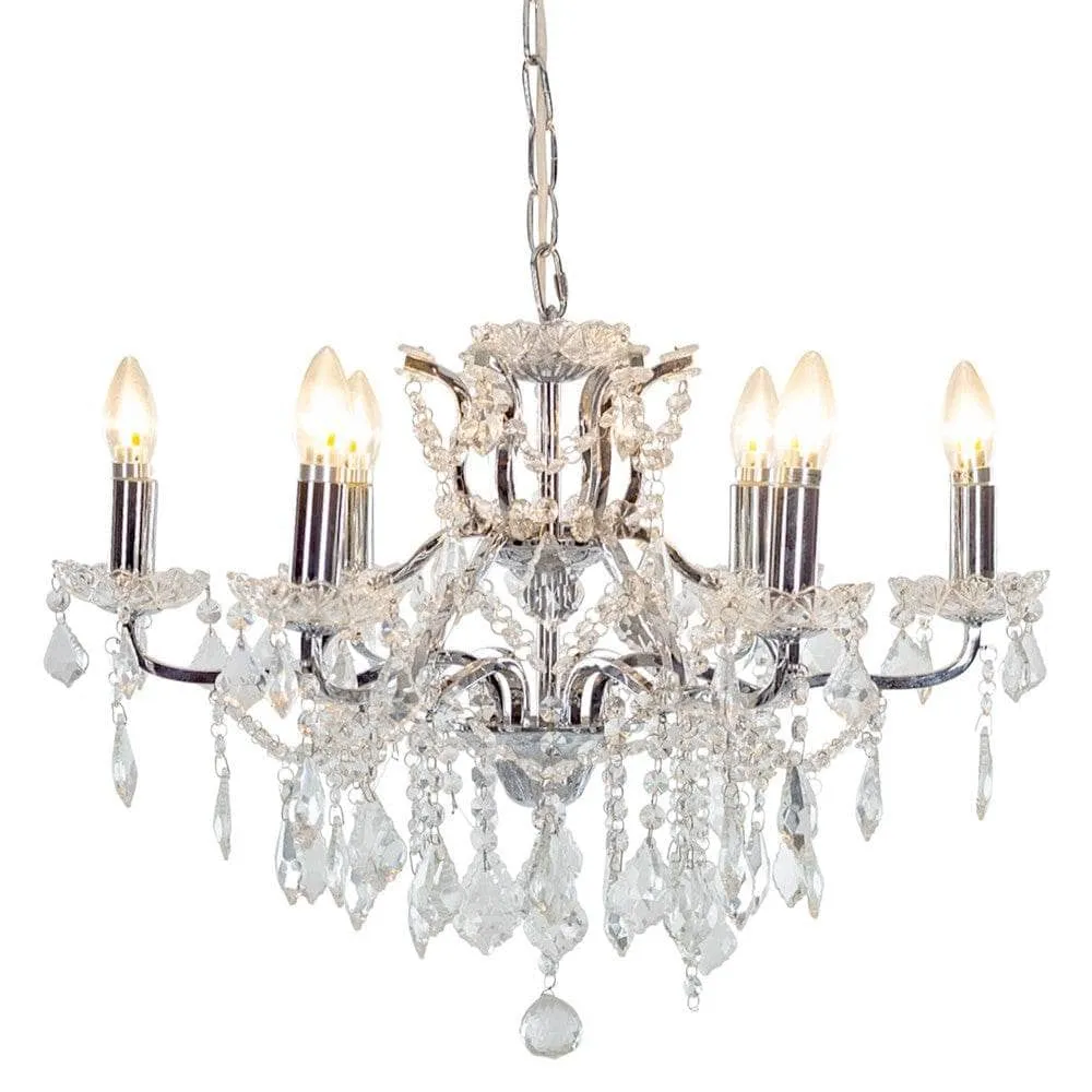 William Francis 6 Light Chrome Shallow Chandelier Ceiling Light