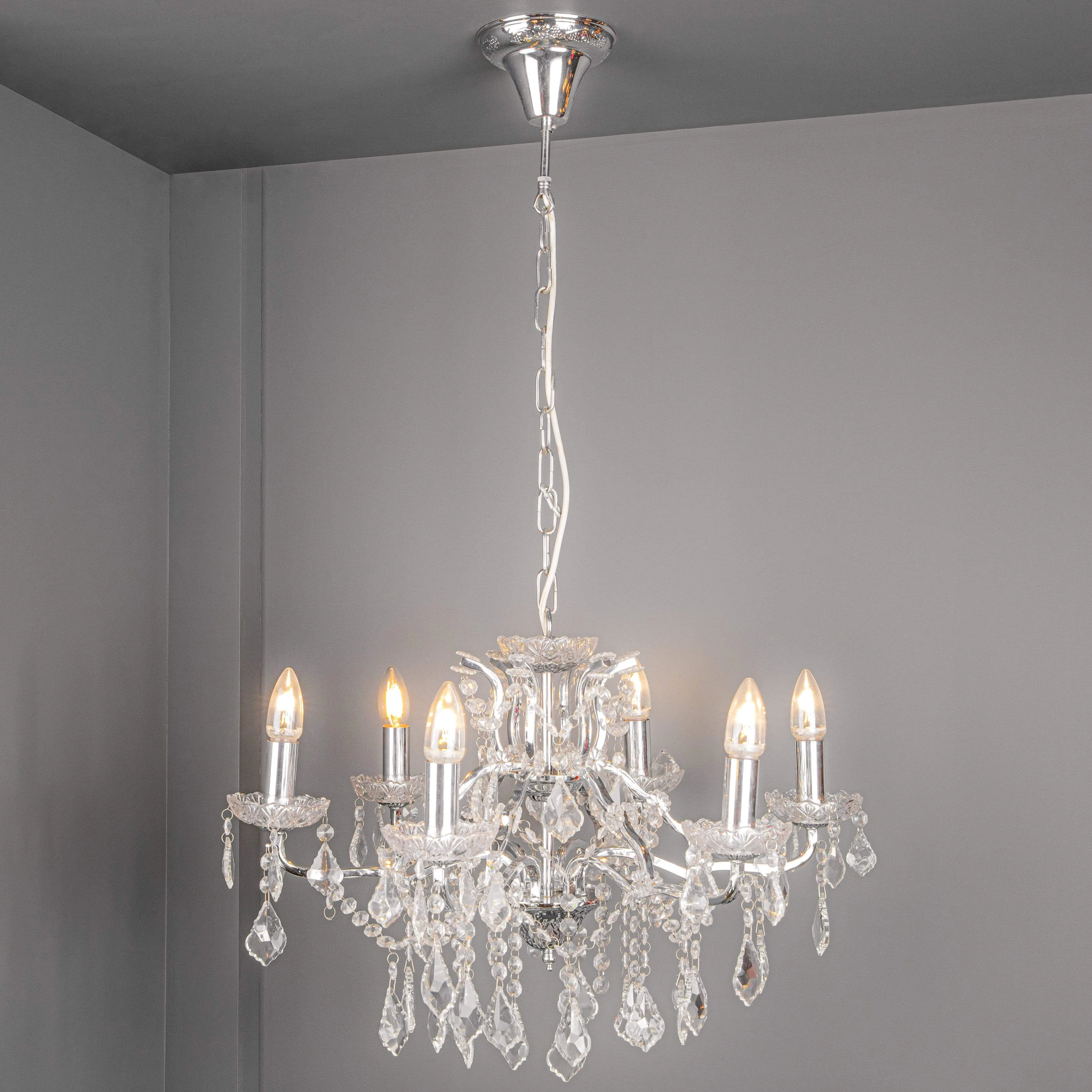 William Francis 6 Light Chrome Shallow Chandelier Ceiling Light